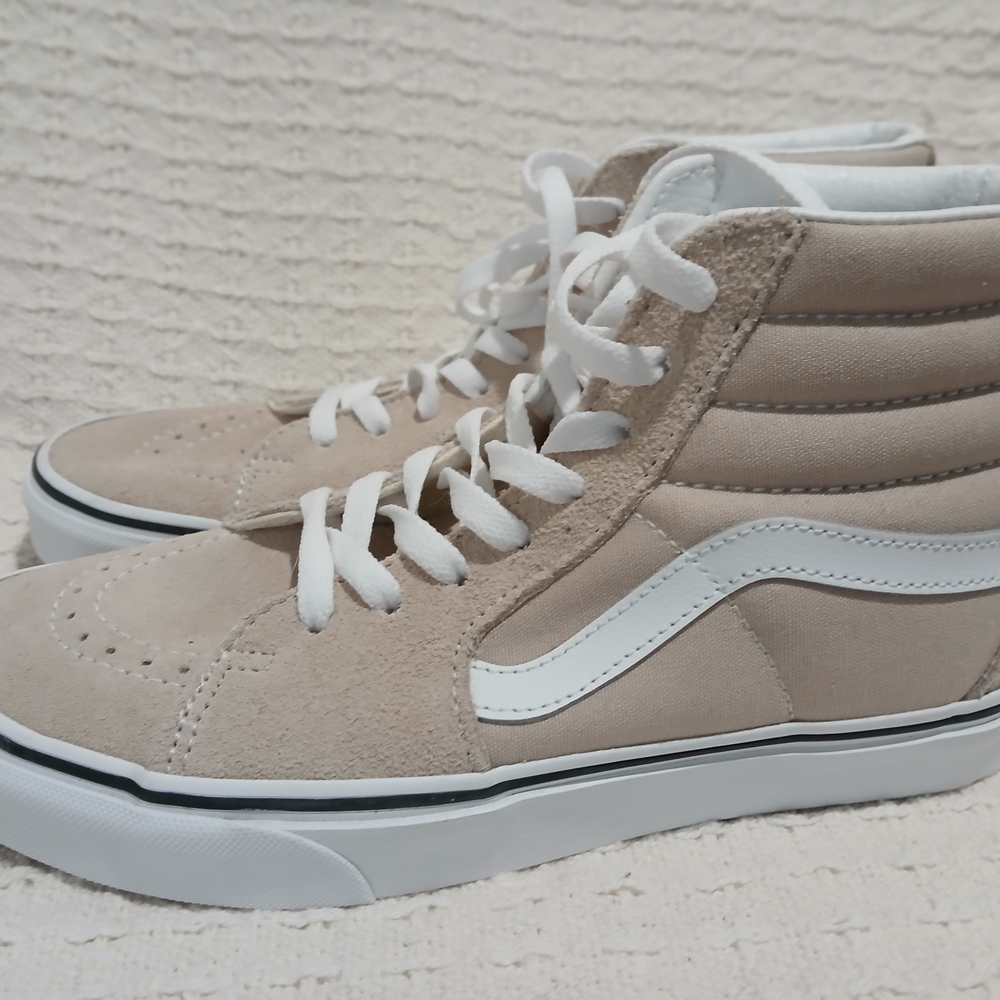 Vans Beige and White High-Top Sneakers